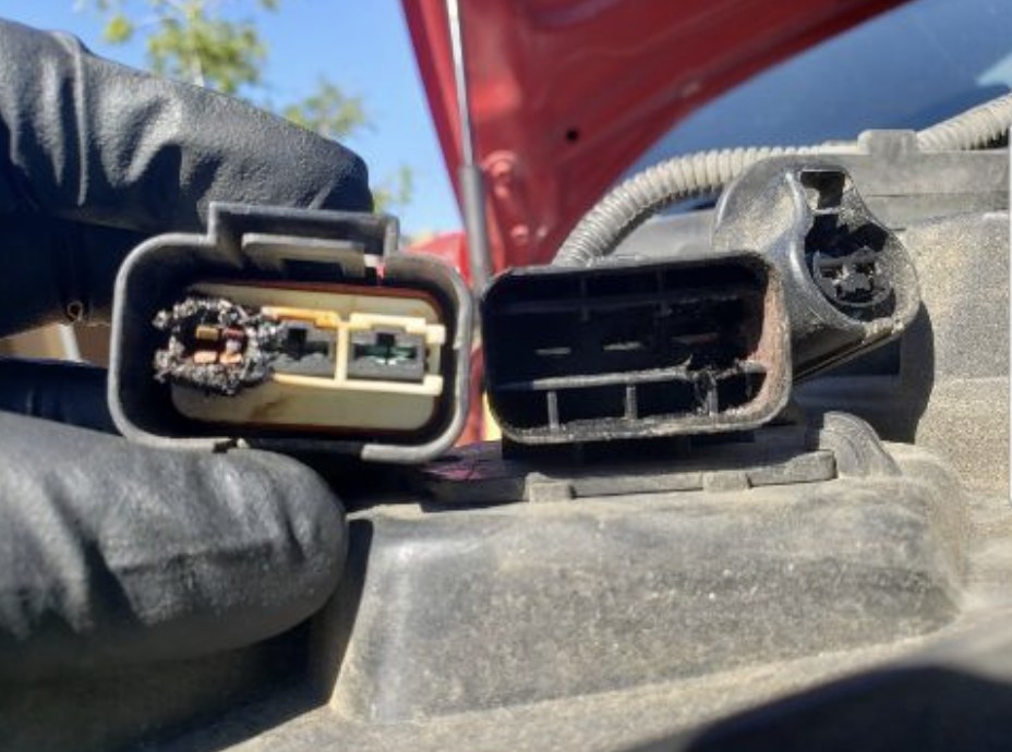 Heat damaged connector found during an El Paso no start diagnosis